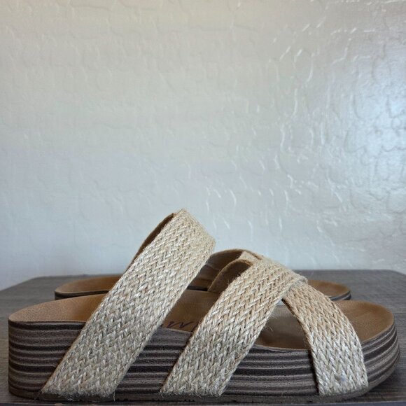 Blowfish Miri Platform Slide Sandals Natural Jute Woven Straps Women's 9 Beachy - Picture 1 of 10